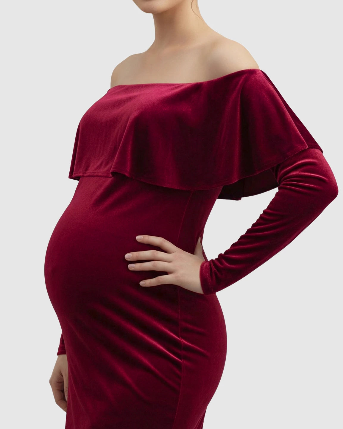 Off-Shoulder Fitted Maternity Photoshoot Dress
