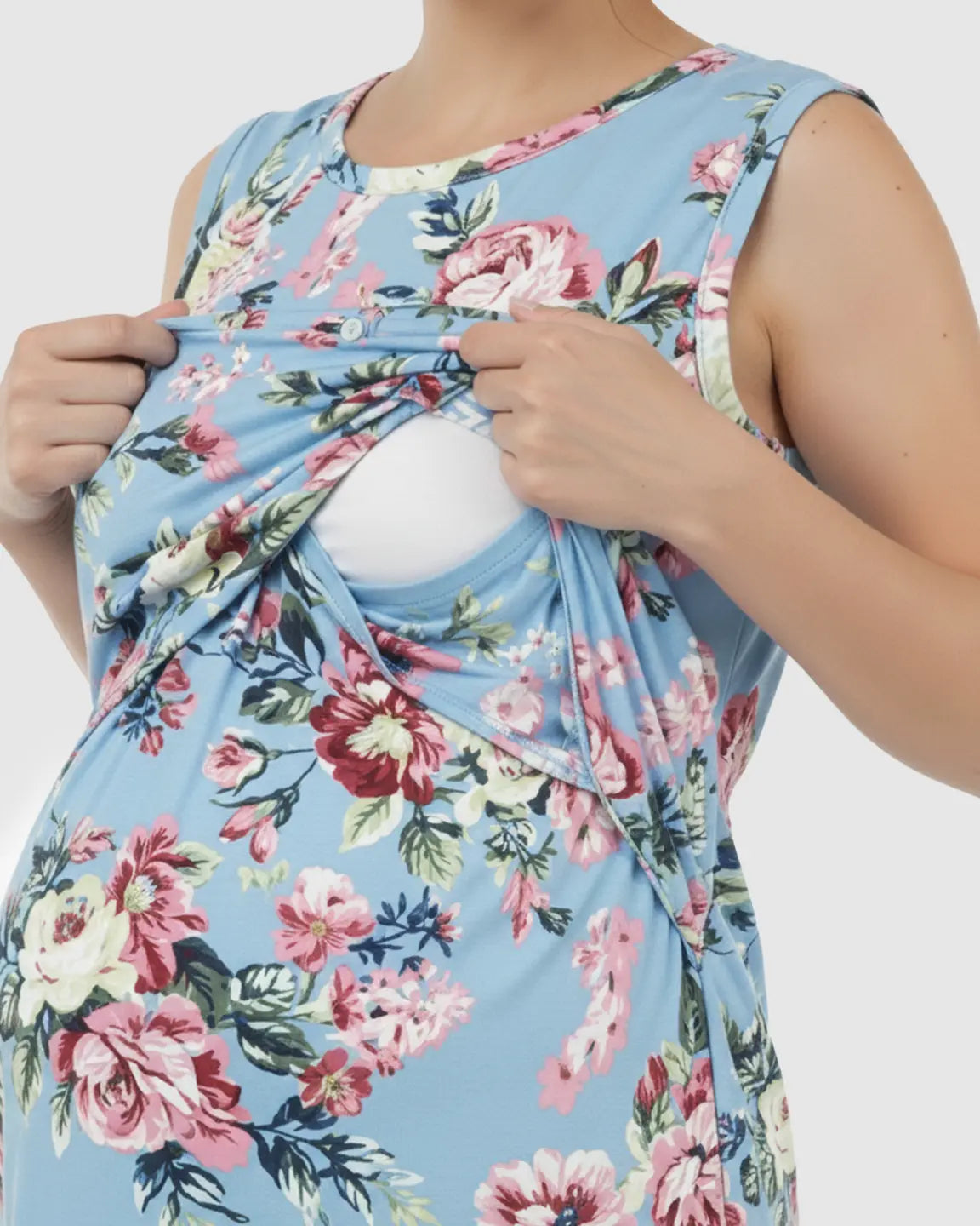 Sleeveless Floral Print Maternity & Nursing Top