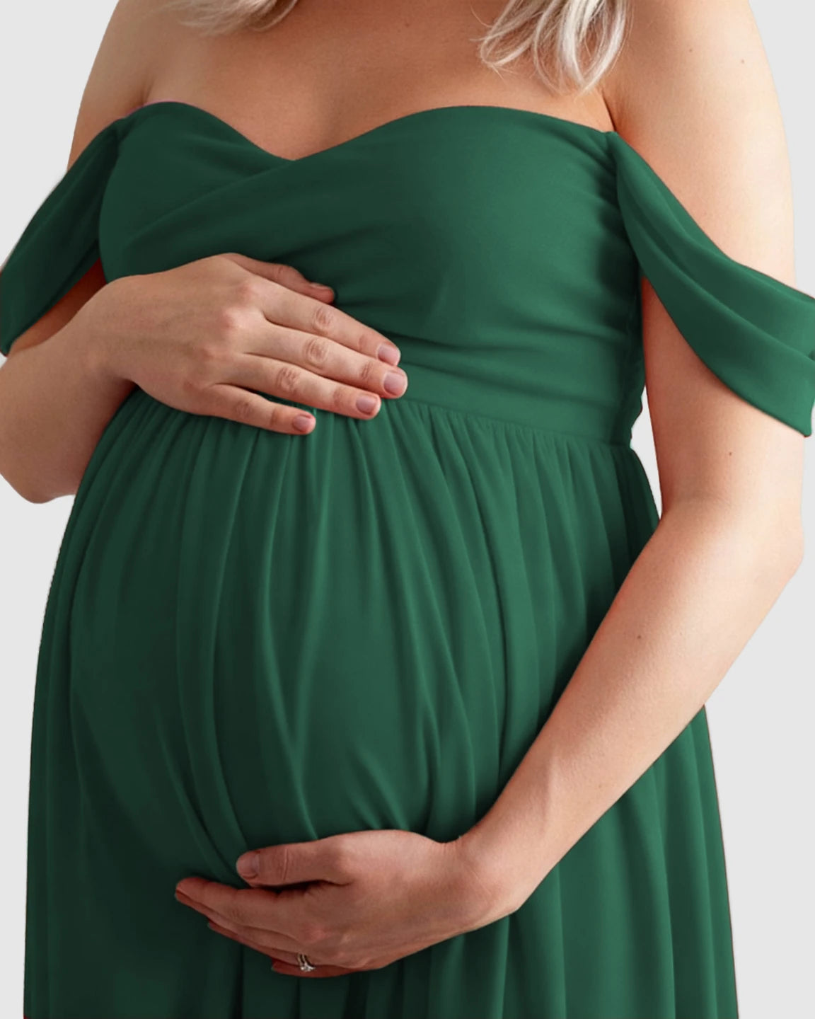Off-Shoulder Flowing Maternity Photoshoot Gown