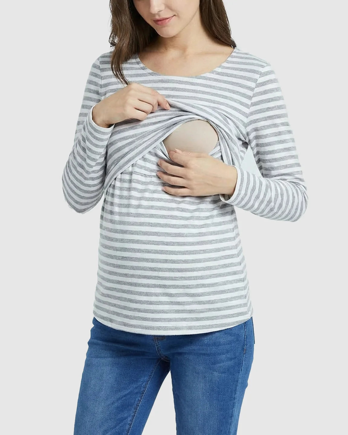 Long-Sleeve Overlap Panel Maternity & Nursing Top