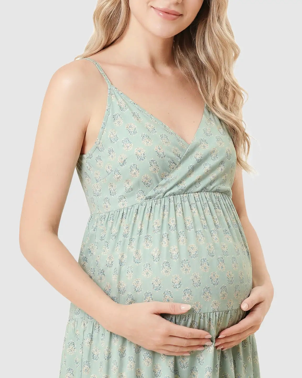 V-Neck Floral Loose Fit Maternity Nightdress