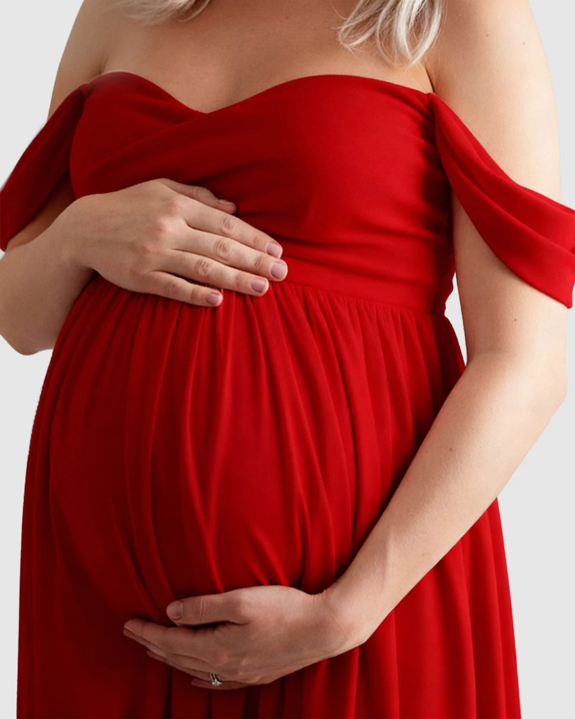 Off-Shoulder Flowing Maternity Photoshoot Gown