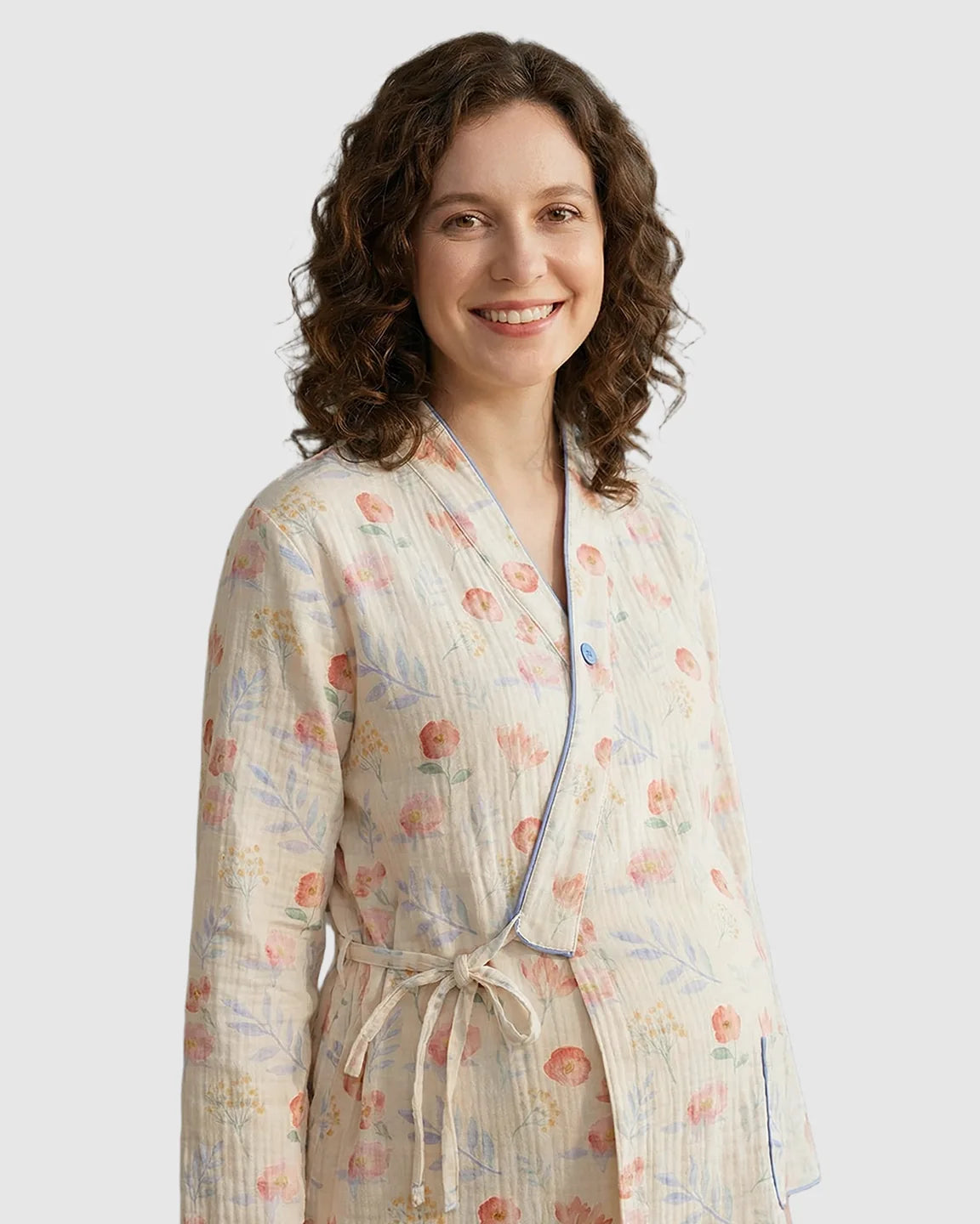 Kimono-Style Top Straight Leg Pant Maternity Pajama Set
