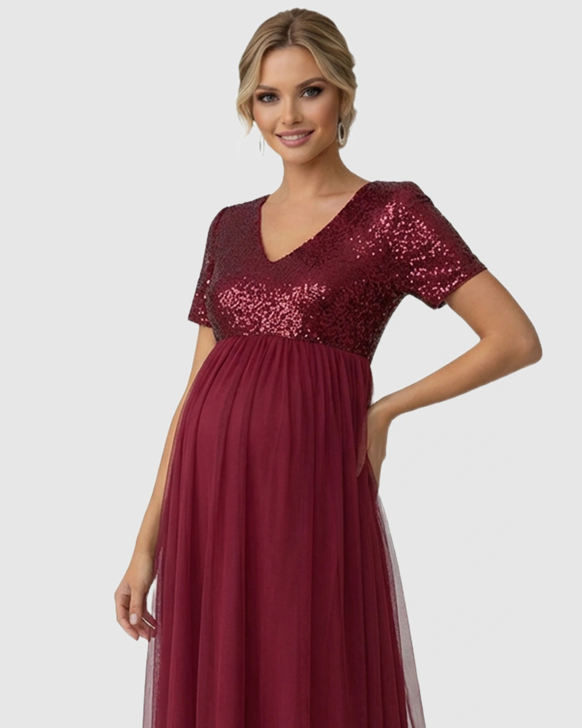 Sequin Bodice Glamorous Maternity Maxi Dress