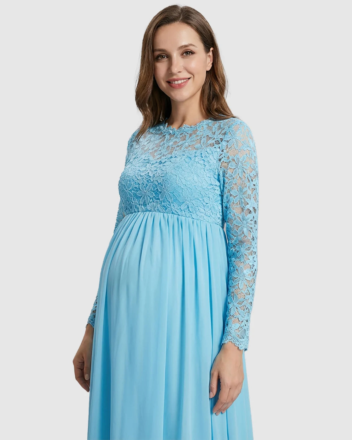 Lace Bodice Trailing Skirt Maternity Photoshoot Gown