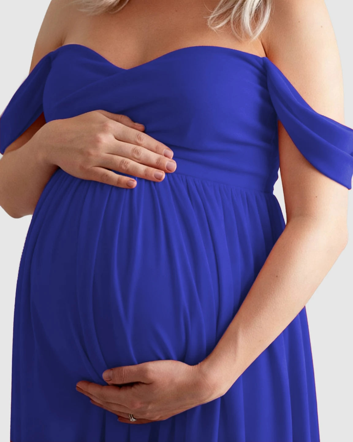 Off-Shoulder Flowing Maternity Photoshoot Gown