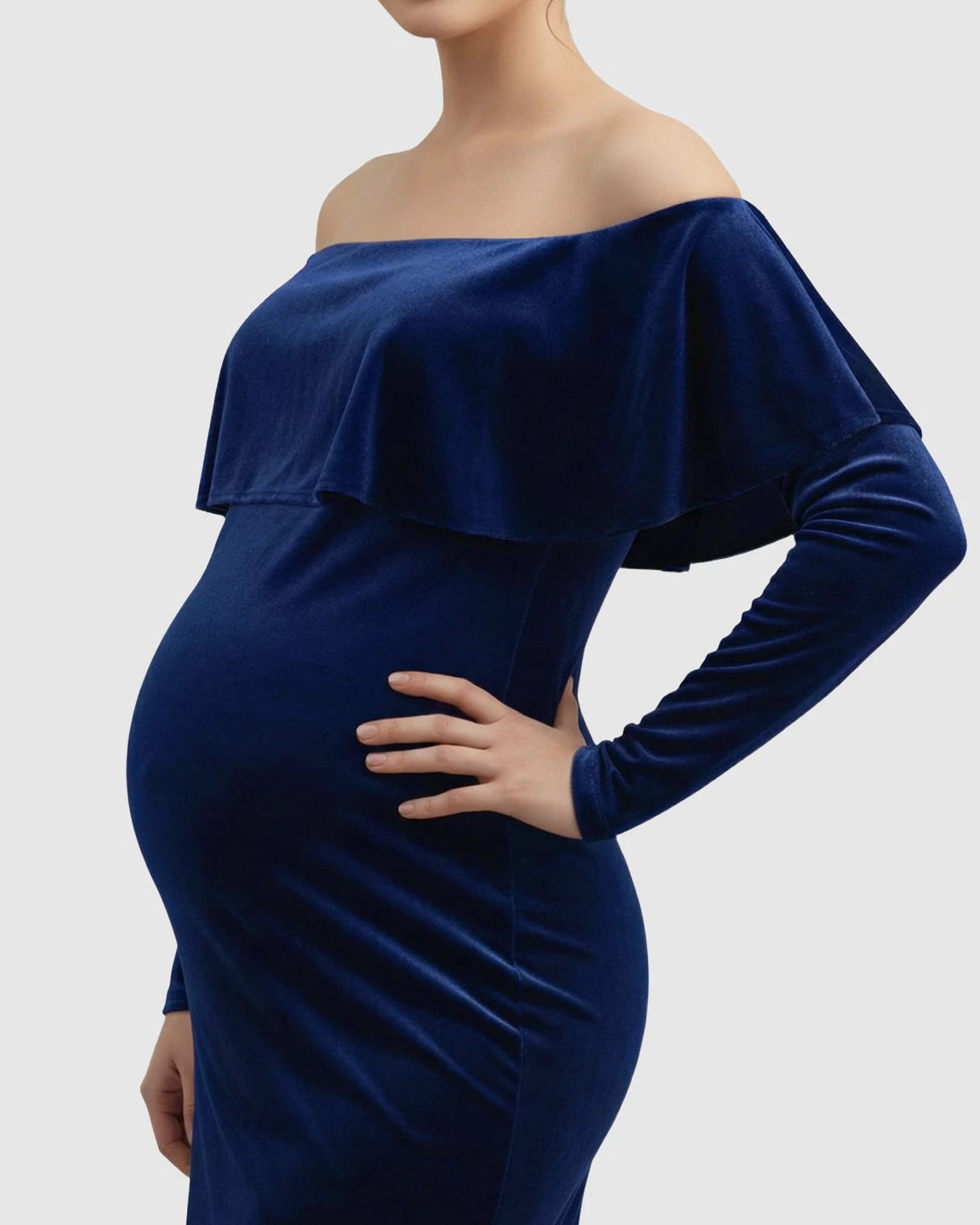 Off-Shoulder Fitted Maternity Photoshoot Dress