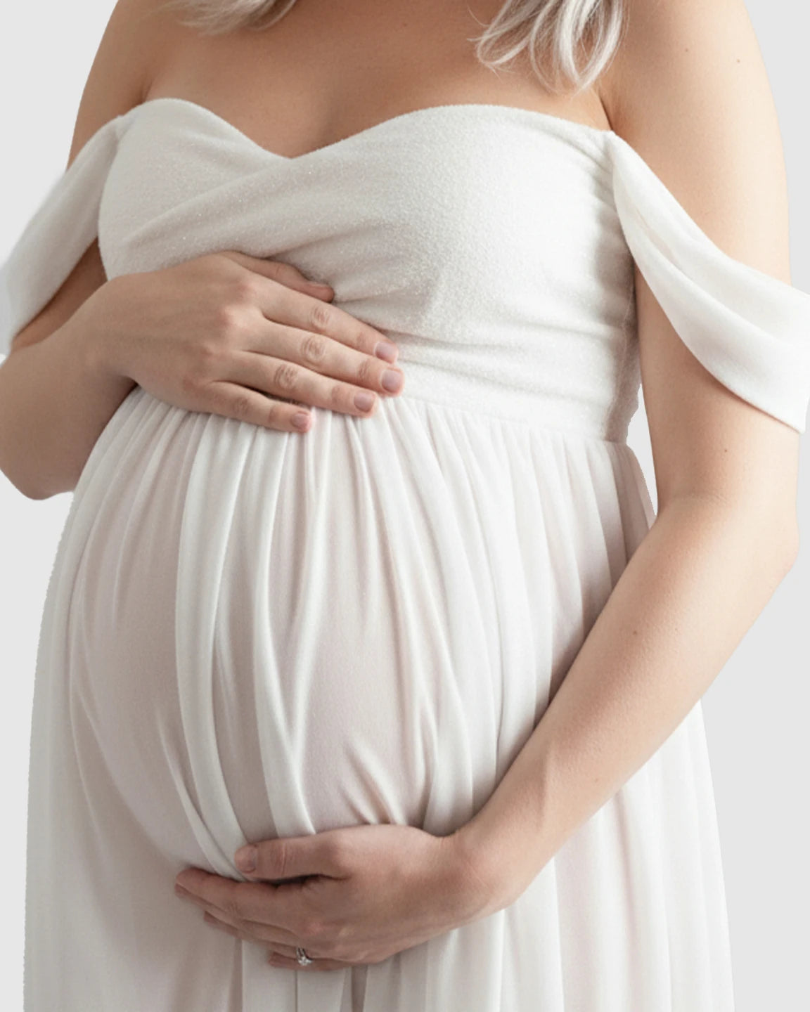 Off-Shoulder Flowing Maternity Photoshoot Gown