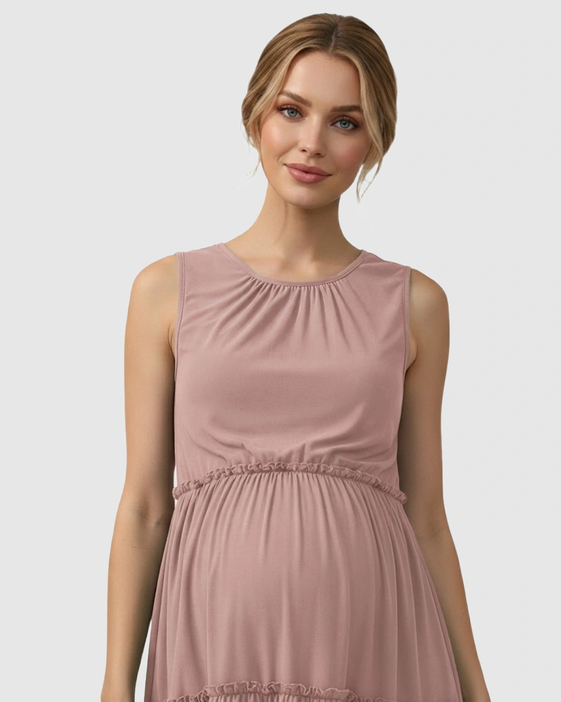 Tiered Ruffle Skirt Casual Maternity Midi Dress