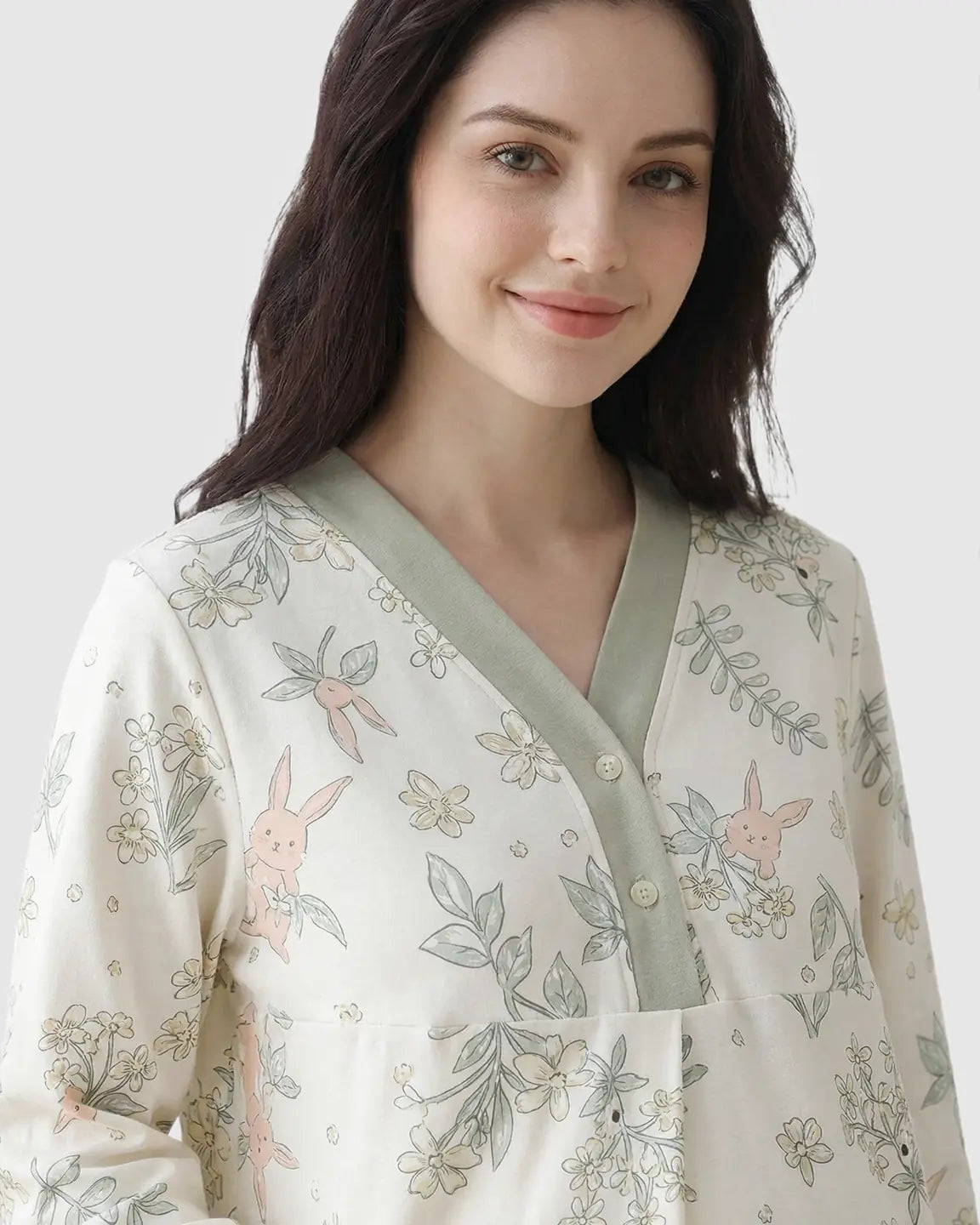 Easy Access Plant Print Maternity Sleepwear Set