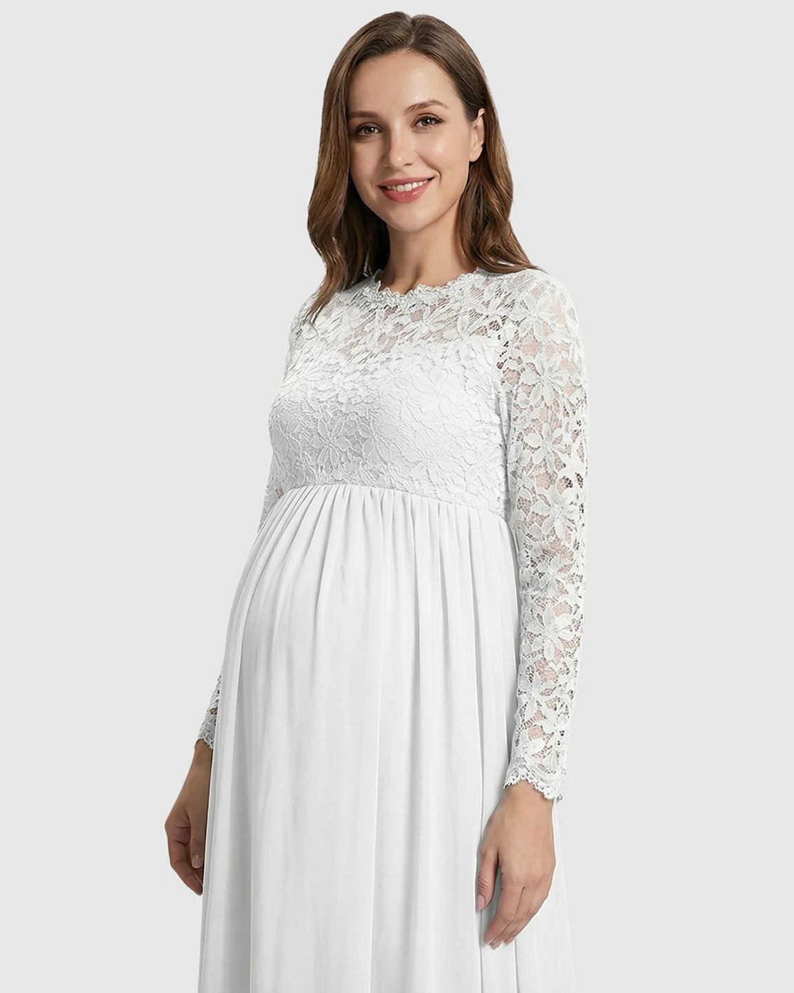 Lace Bodice Trailing Skirt Maternity Photoshoot Gown