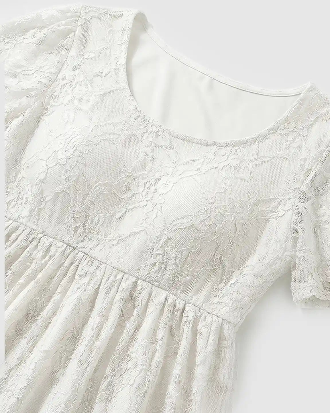 Ruffled Hem Floral Lace Maternity Photoshoot Dress