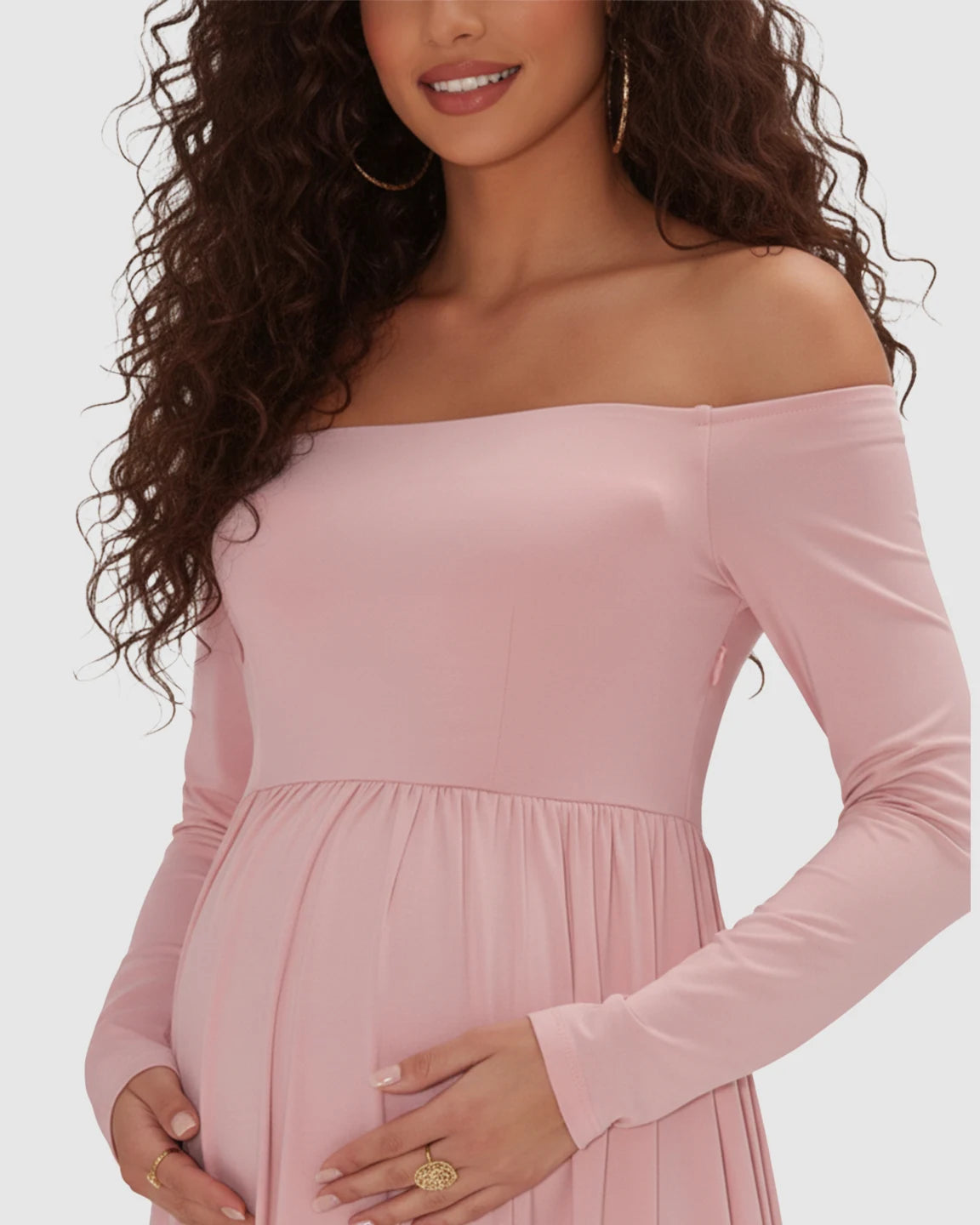 Off-shoulder Retro Elegance Maternity Maxi Dress