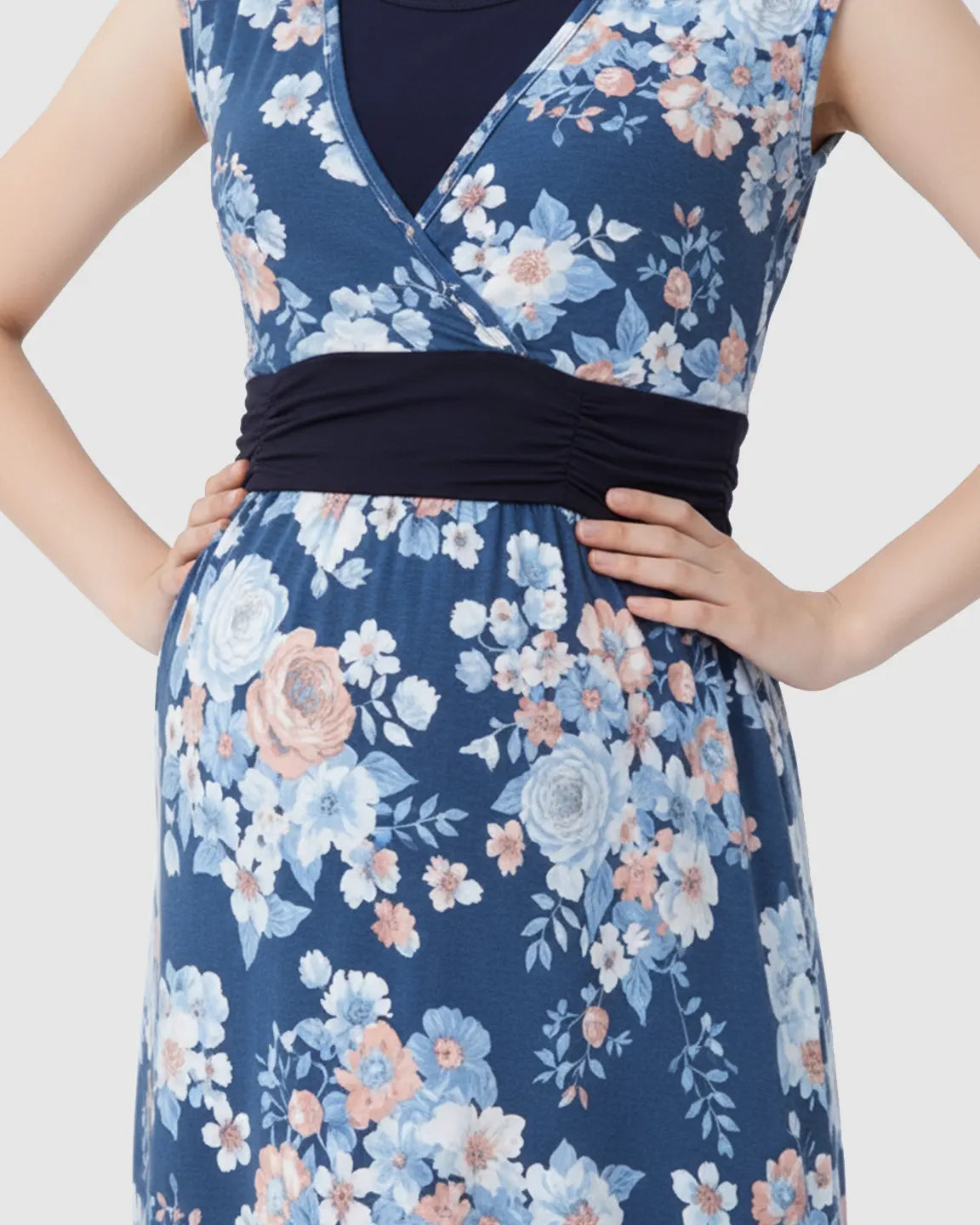 Floral Print A-Line Maternity & Nursing Midi Dress