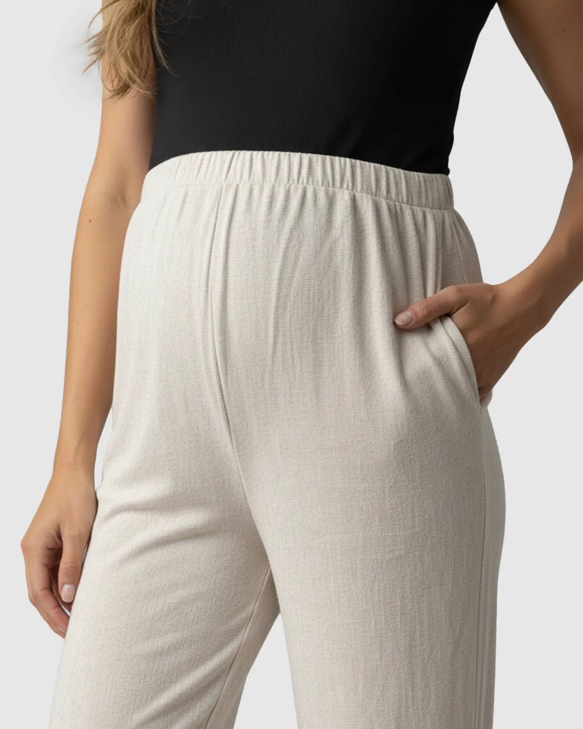 Elastic Waist Wide-Leg Maternity Pants