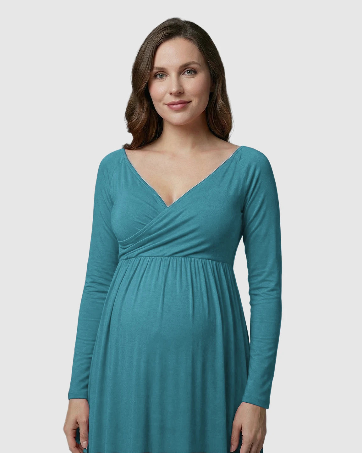 Long-Sleeve Full Train Maternity Maxi Dress