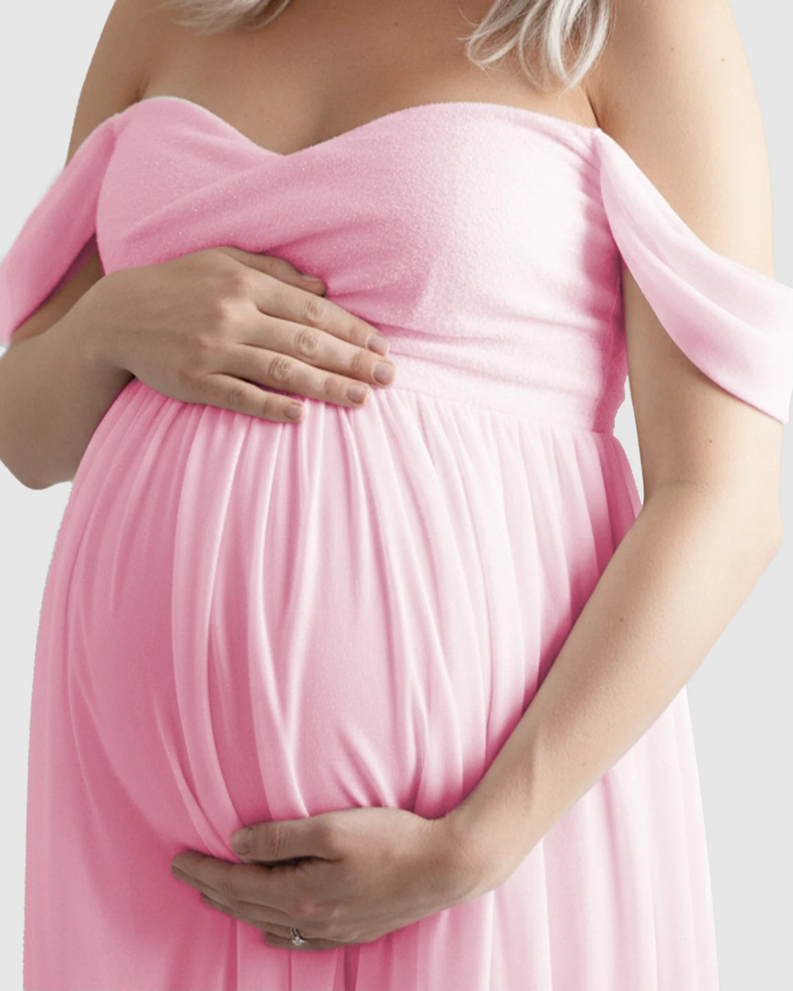 Off-Shoulder Flowing Maternity Photoshoot Gown