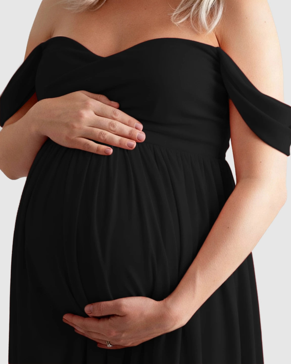 Off-Shoulder Flowing Maternity Photoshoot Gown