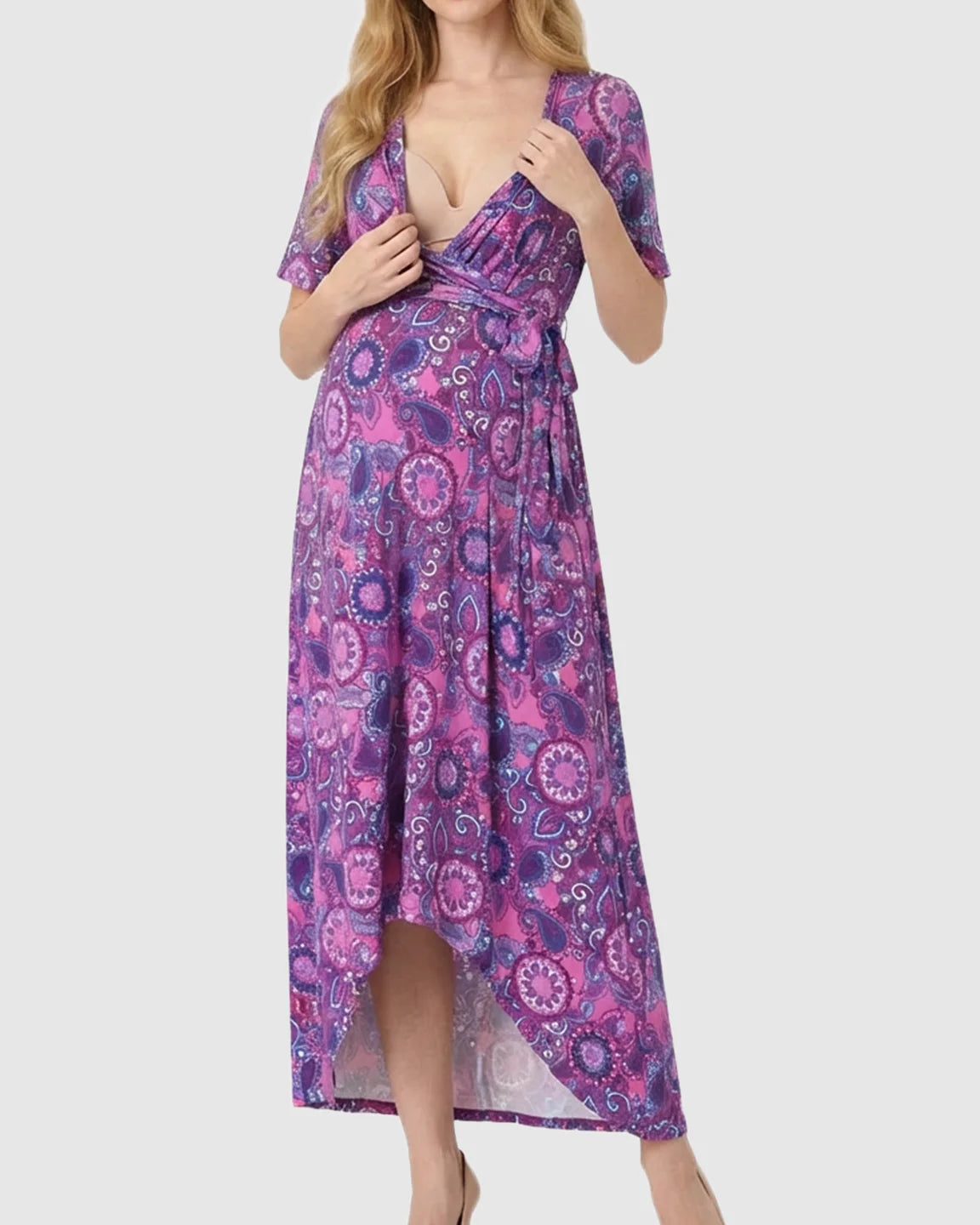 Concealed Nursing Access Floral Maternity Dress