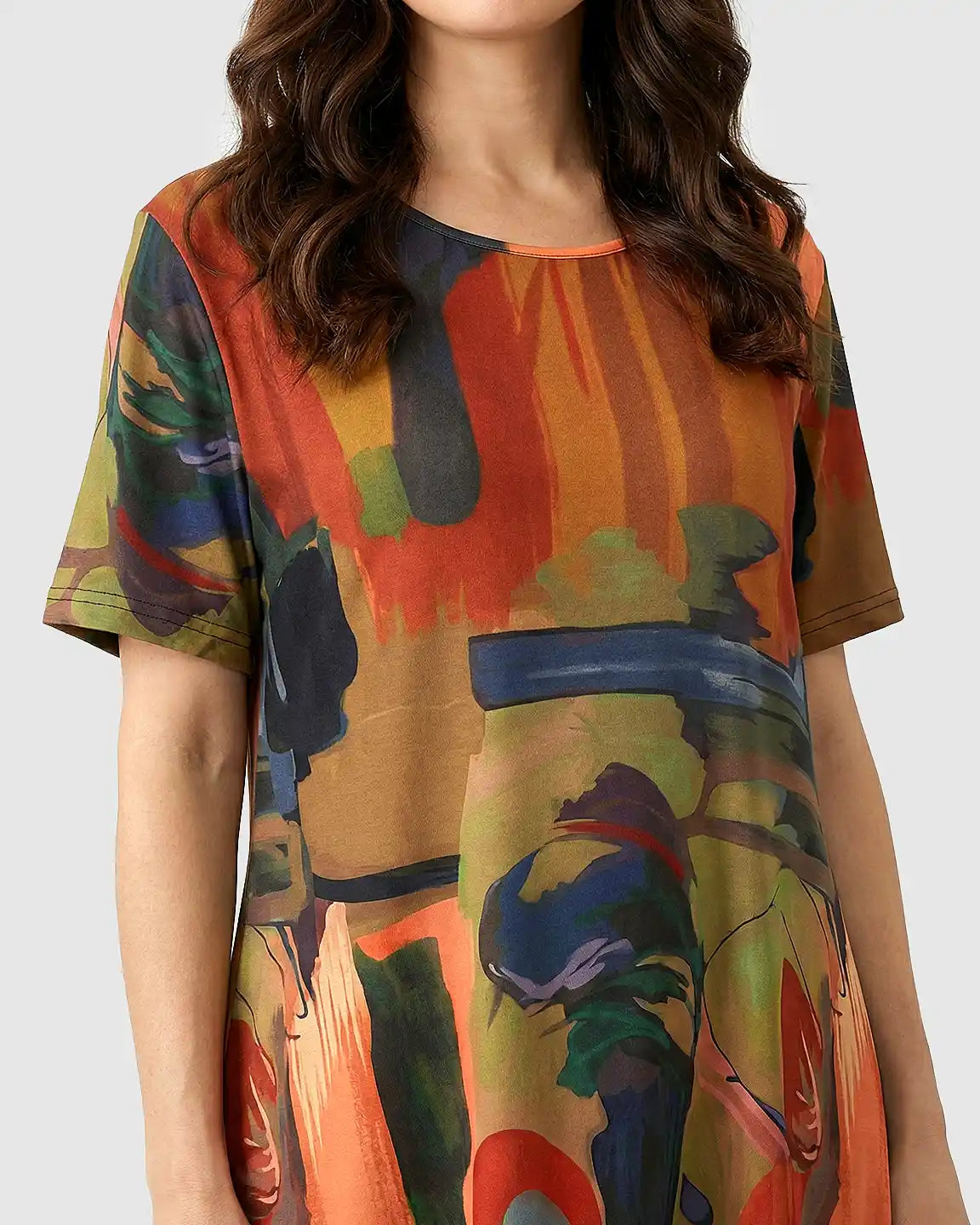 Abstract Print A-Line Maternity Midi Dress