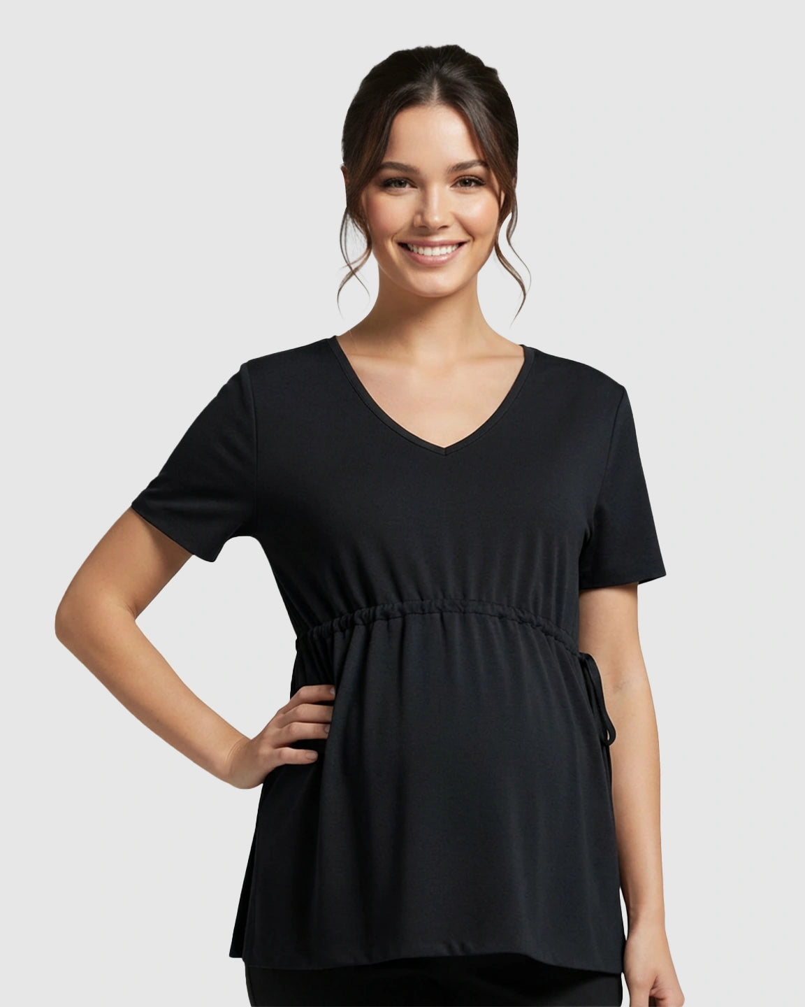 Elastic-Waist Babydoll Maternity Top