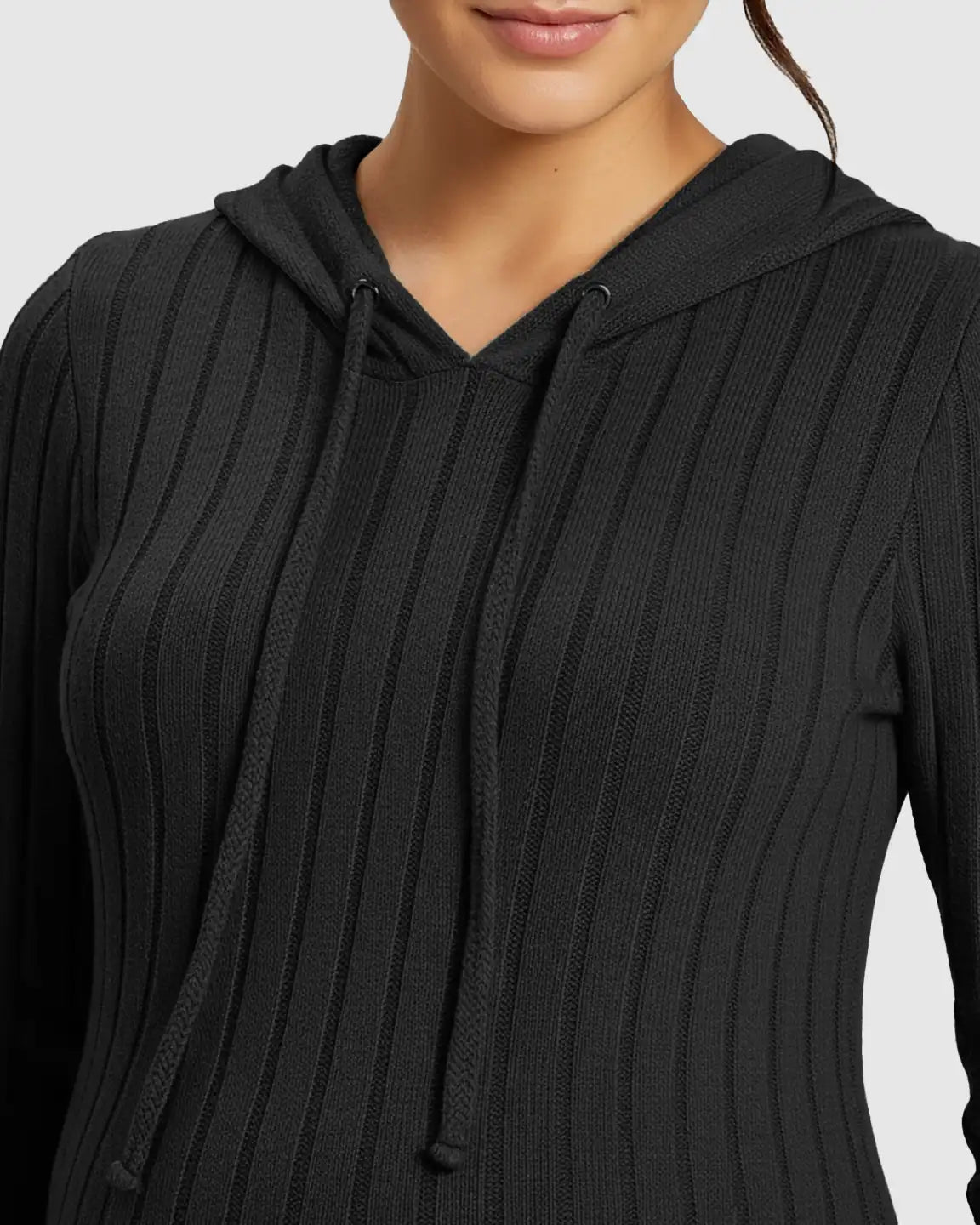 Ribbed Bodycon Hooded Maternity Midi Dress