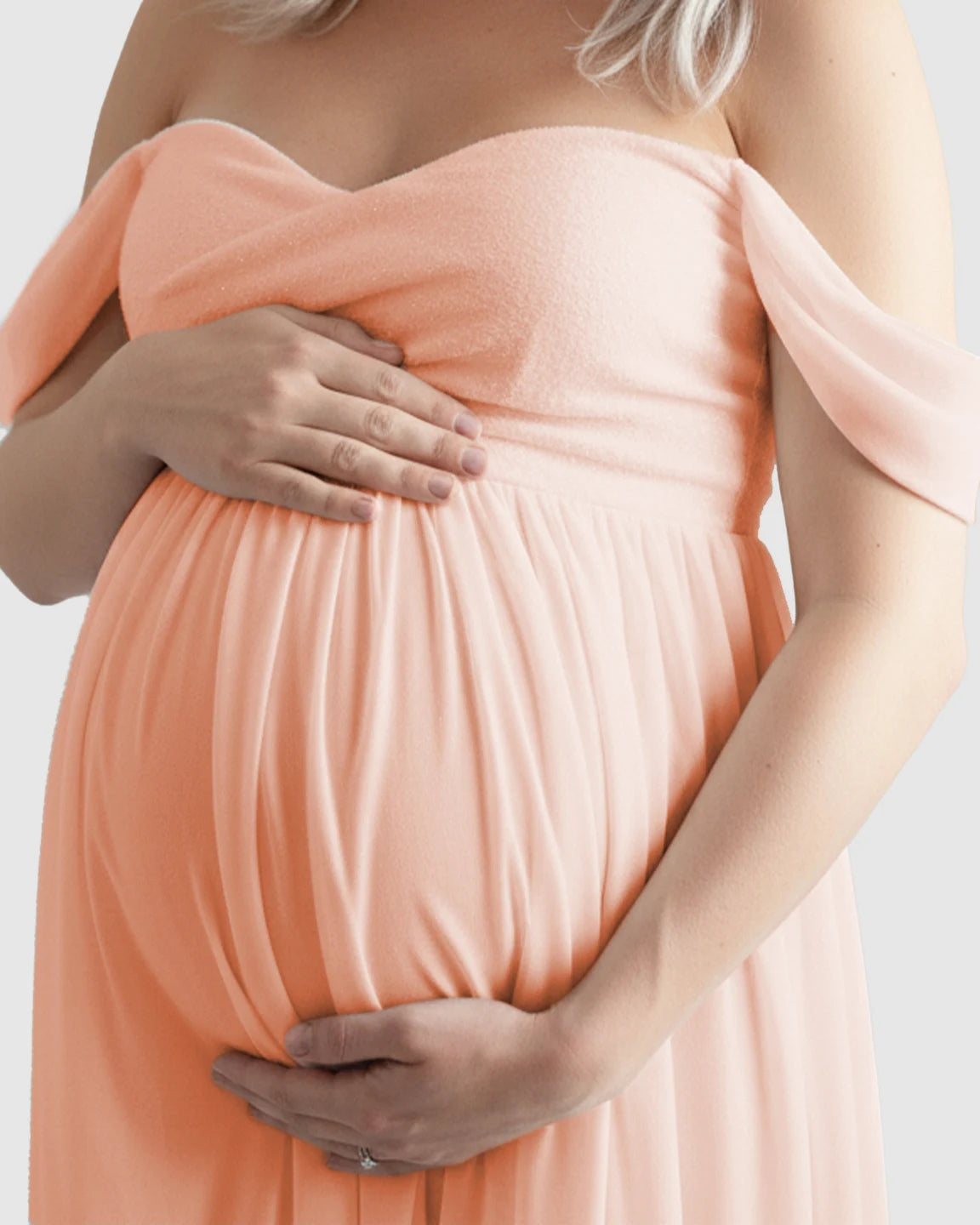 Off-Shoulder Flowing Maternity Photoshoot Gown