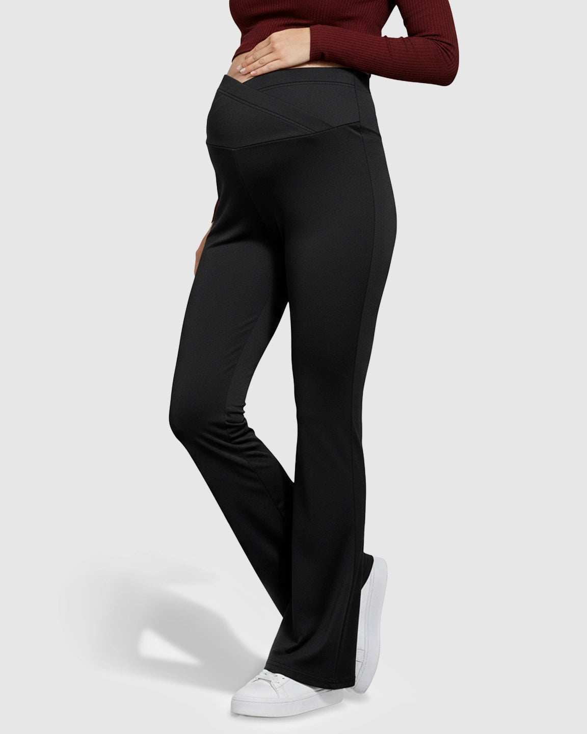 Crossover Waist Flared Maternity Pants