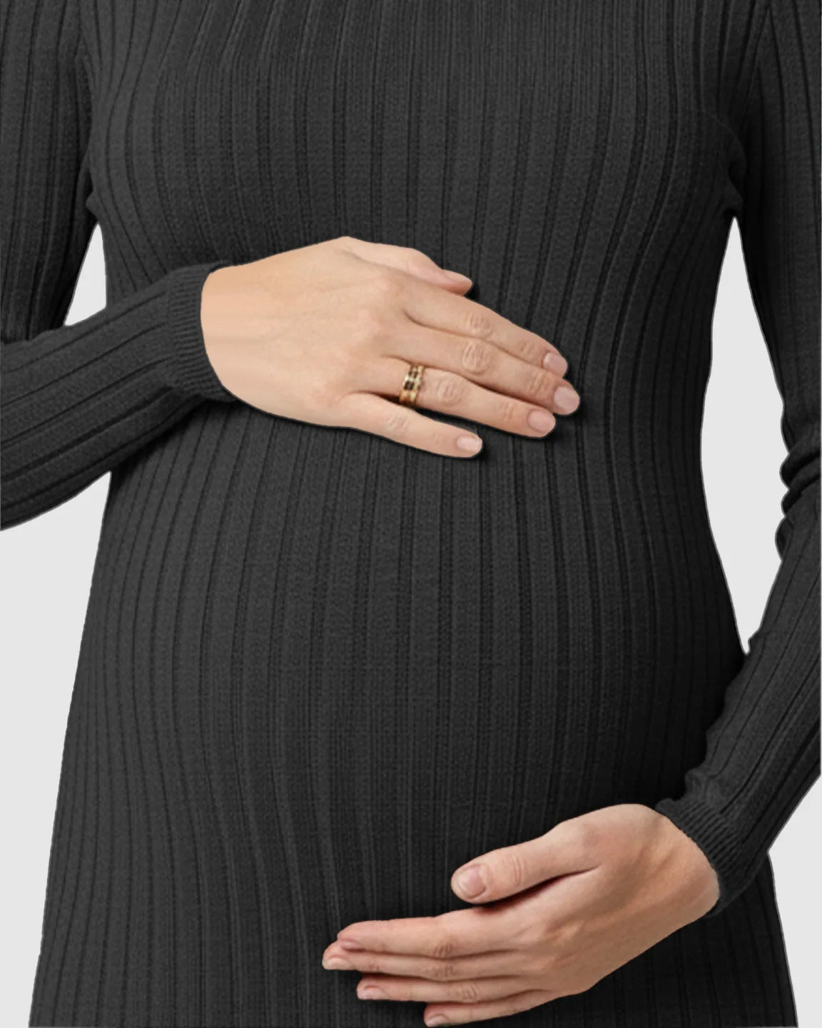 Ribbed Knit Casual Maternity Midi Dress