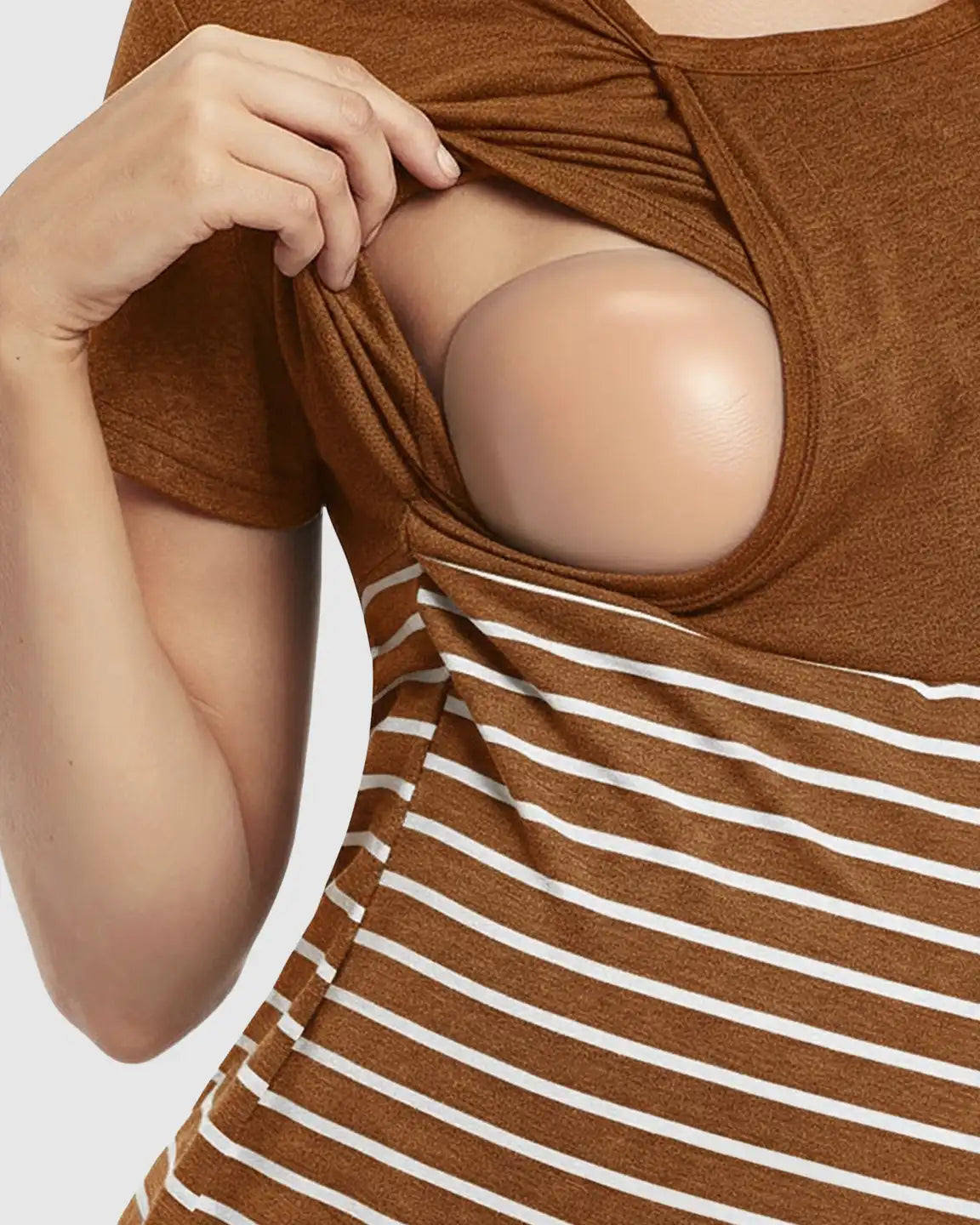 Lift-Up Access Striped Nursing & Maternity Top