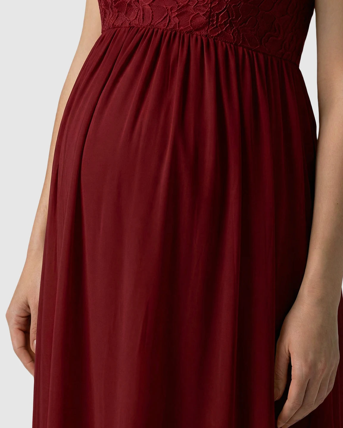 Lace-Chiffon Romantic Maternity Maxi Dress