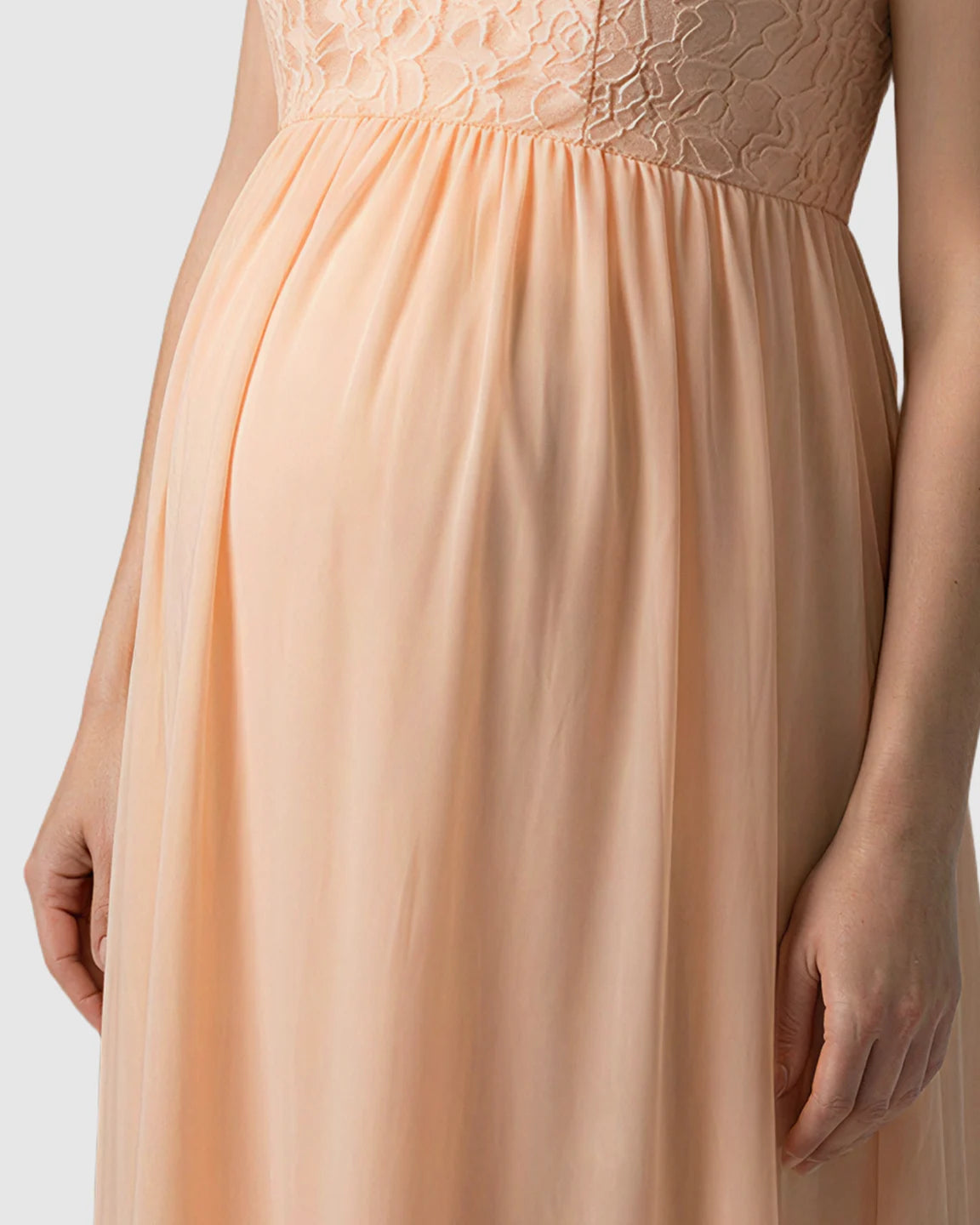 Lace-Chiffon Romantic Maternity Maxi Dress