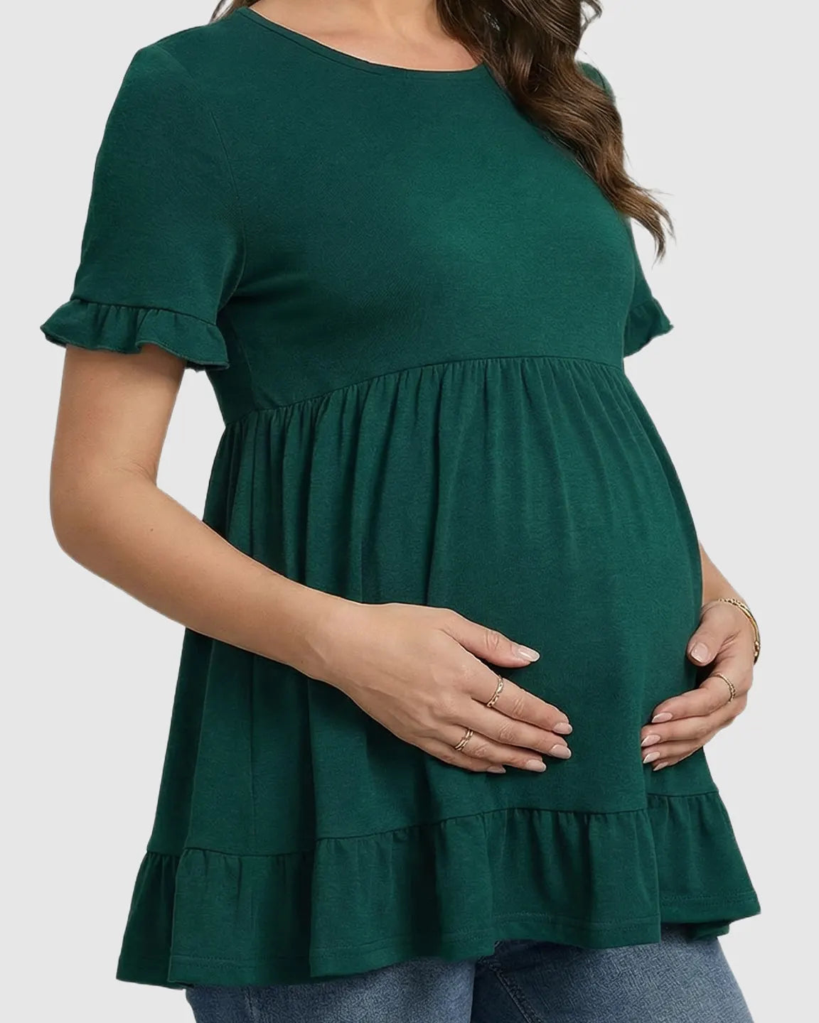 Ruffled-Sleeve Flowy-Fit Maternity Top