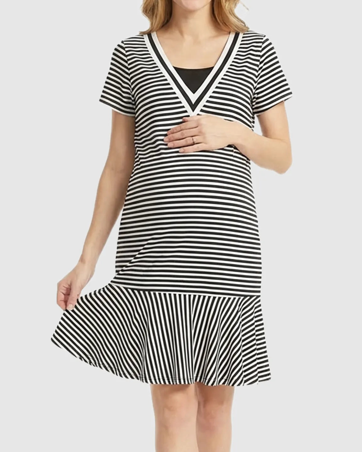 Easy Nursing Access Classic Stripes Maternity & Nursing Dress