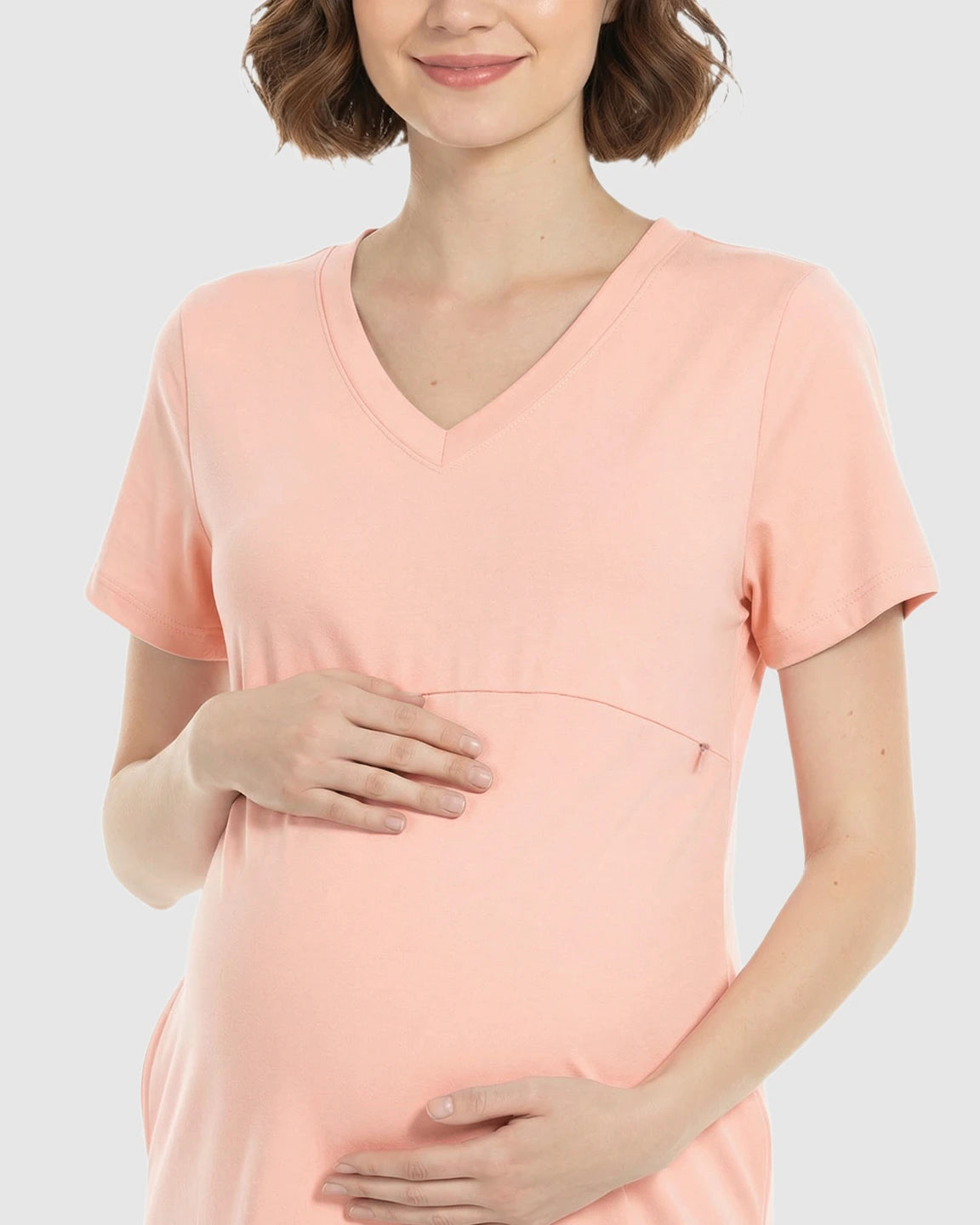 V-Neck Cotton Casual Nursing & Maternity Dress
