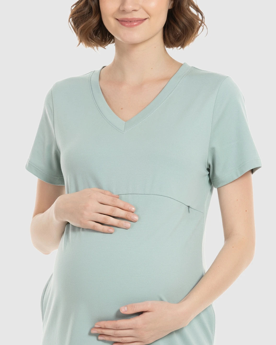 V-Neck Cotton Casual Nursing & Maternity Dress