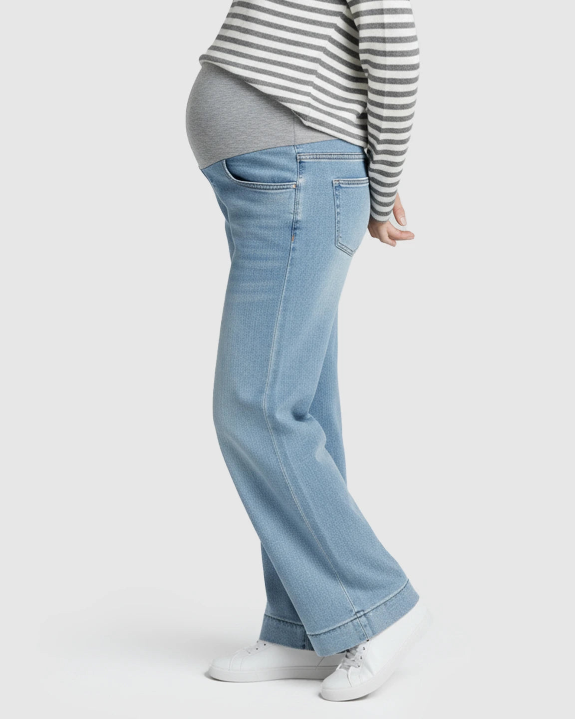 Stretchy Waist Wide-Leg Maternity Jeans