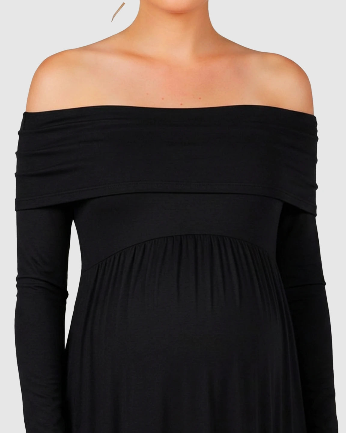 Off-Shoulder Floor-Length Maternity Gown