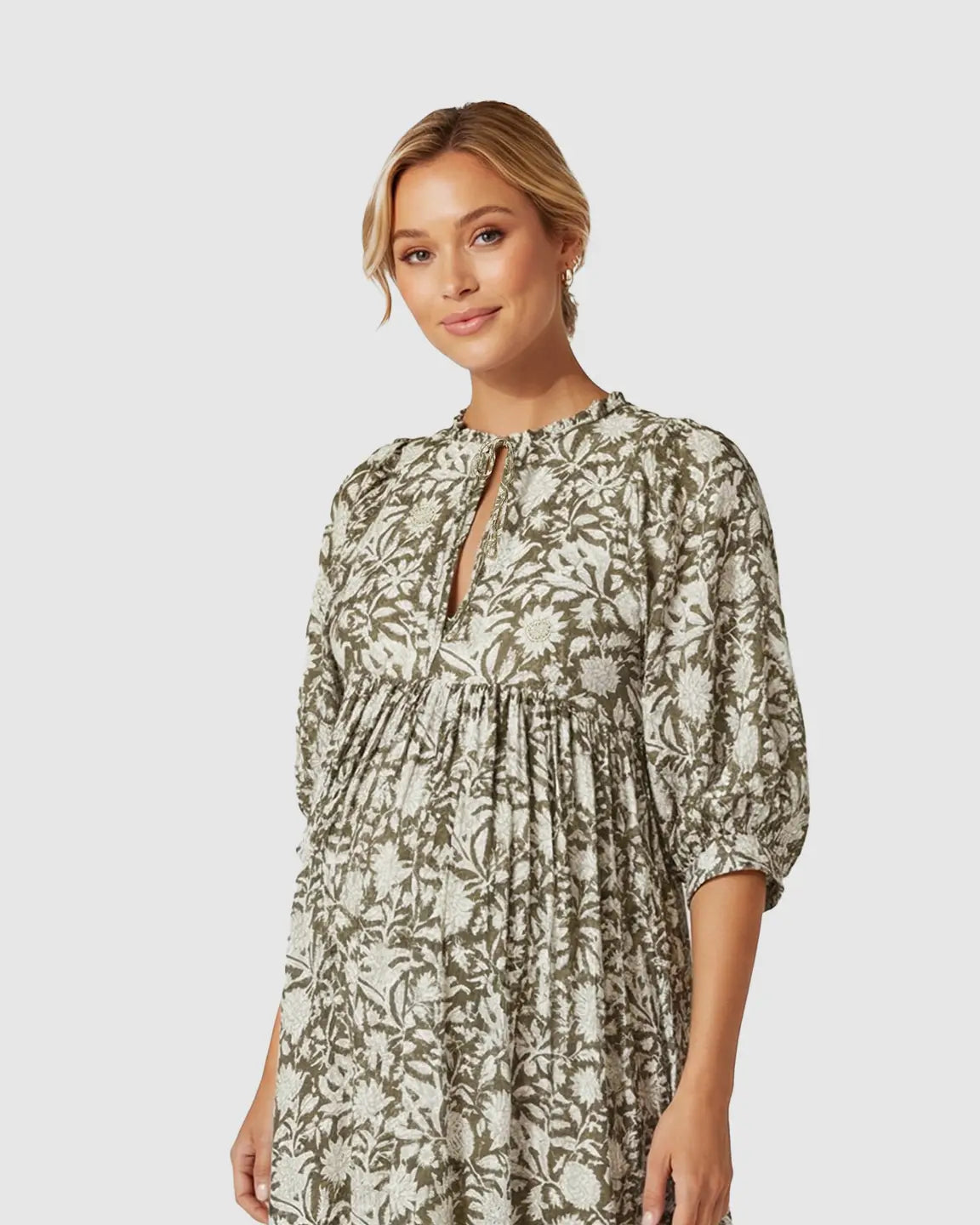 Flowy Cotton Boho Maternity Midi Dress