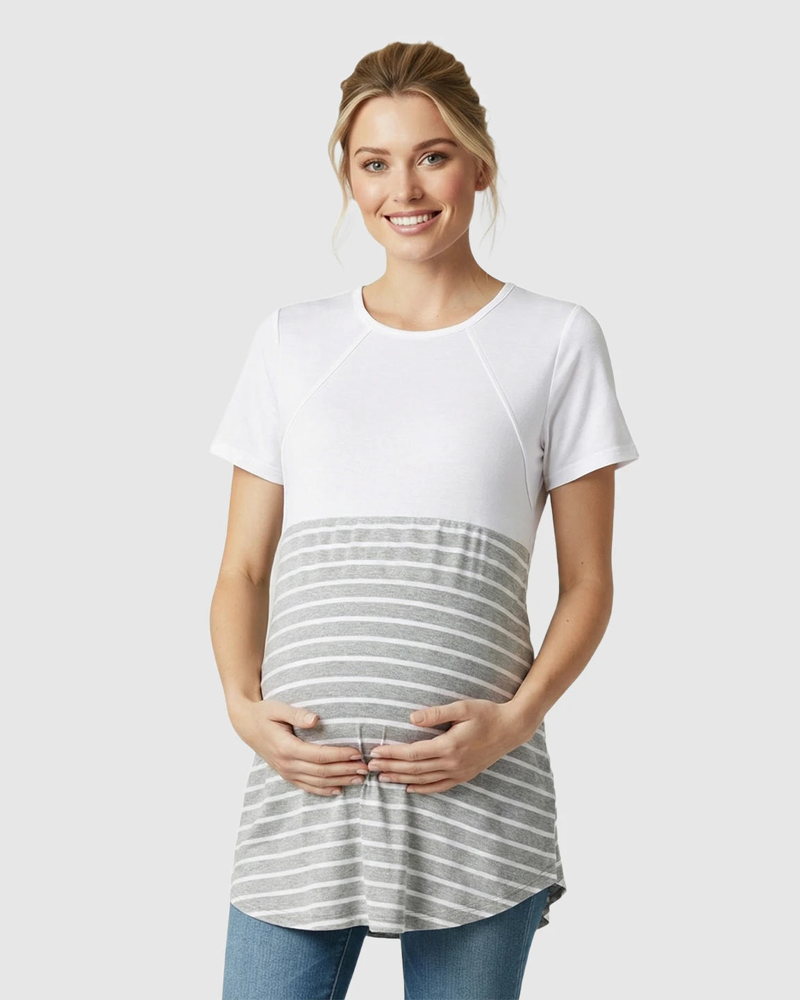 Lift-Up Access Striped Nursing & Maternity Top