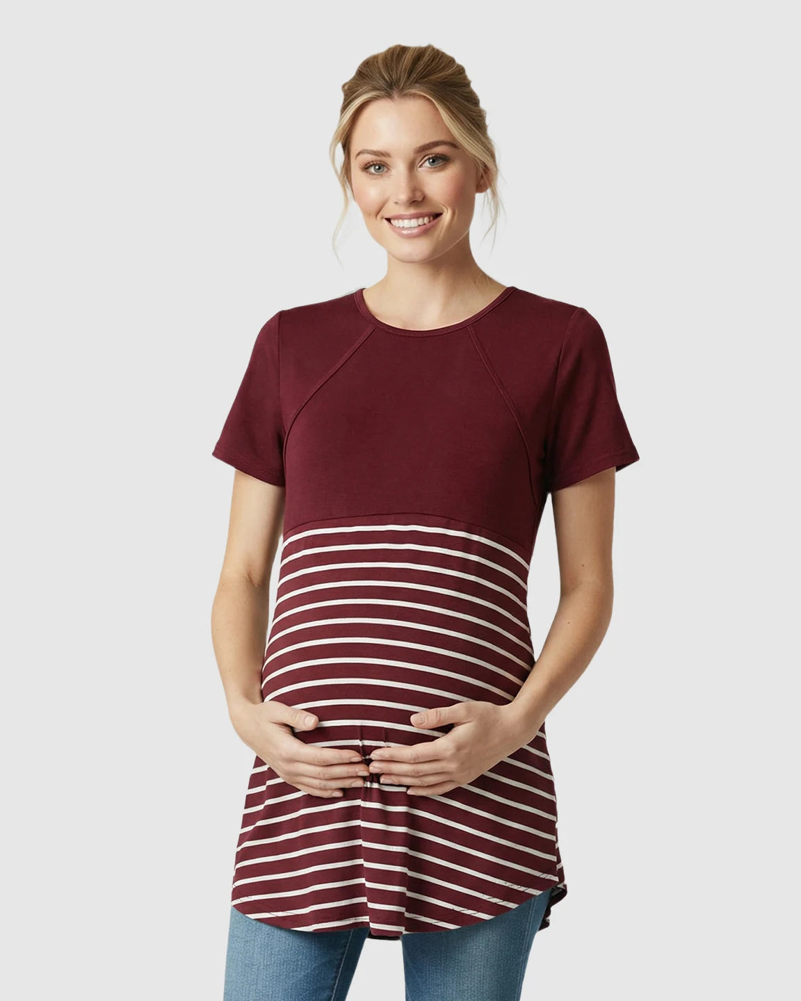 Lift-Up Access Striped Nursing & Maternity Top