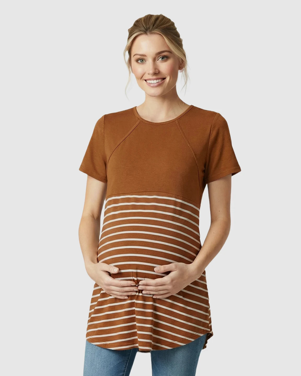 Lift-Up Access Striped Nursing & Maternity Top