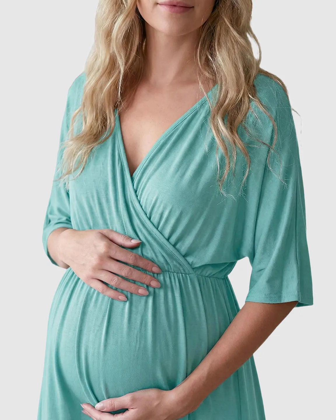 Cross-Front Romantic Style Maternity Midi Dress