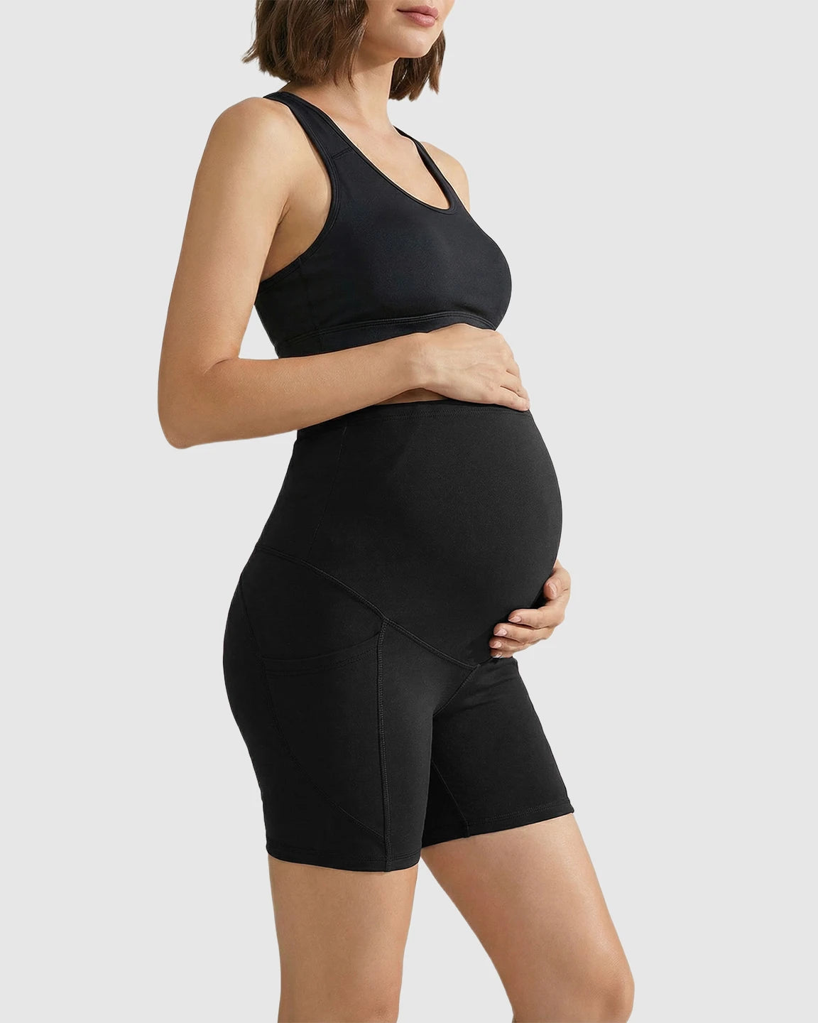 High-Waist Supportive Maternity Shorts