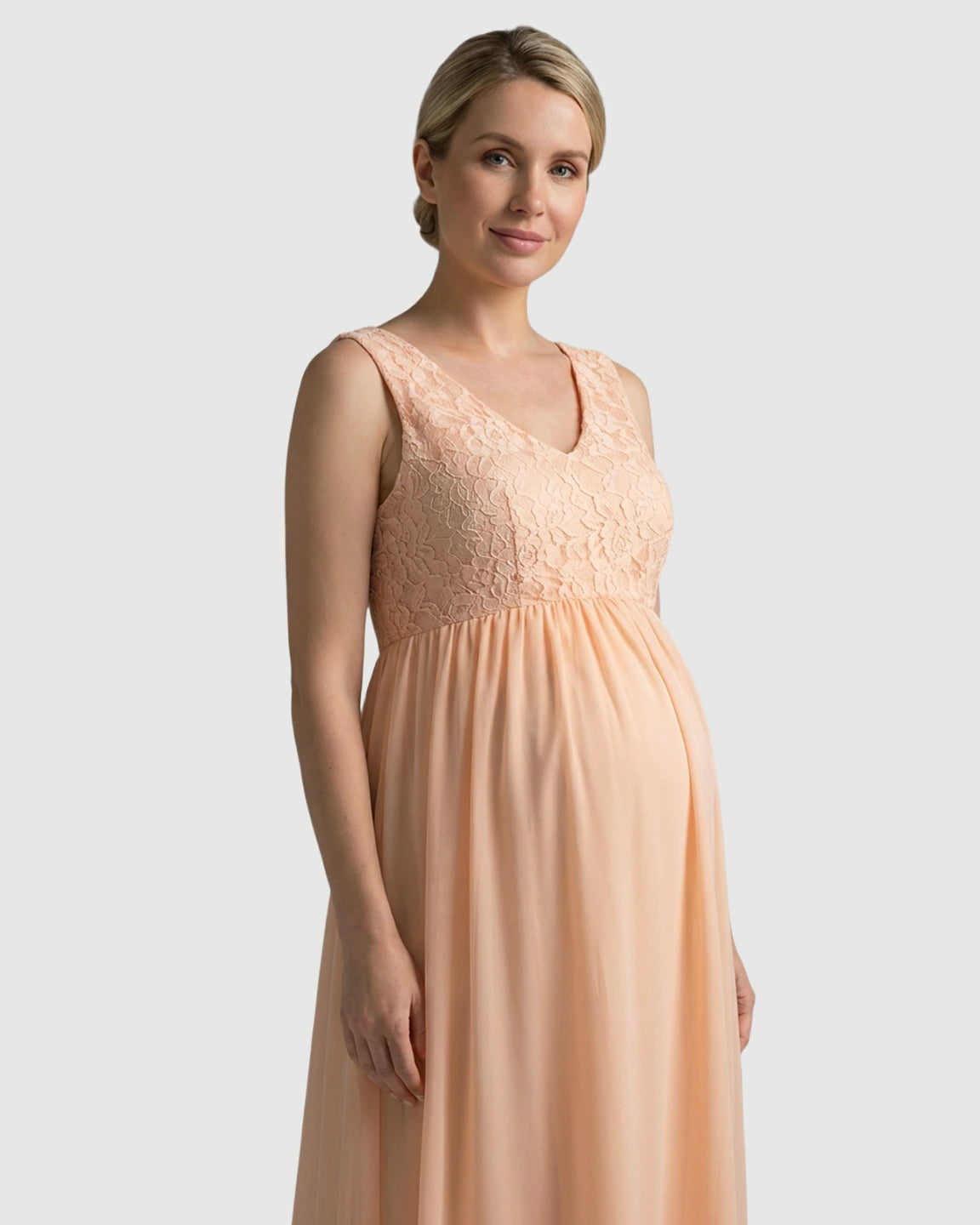 Lace-Chiffon Romantic Maternity Maxi Dress