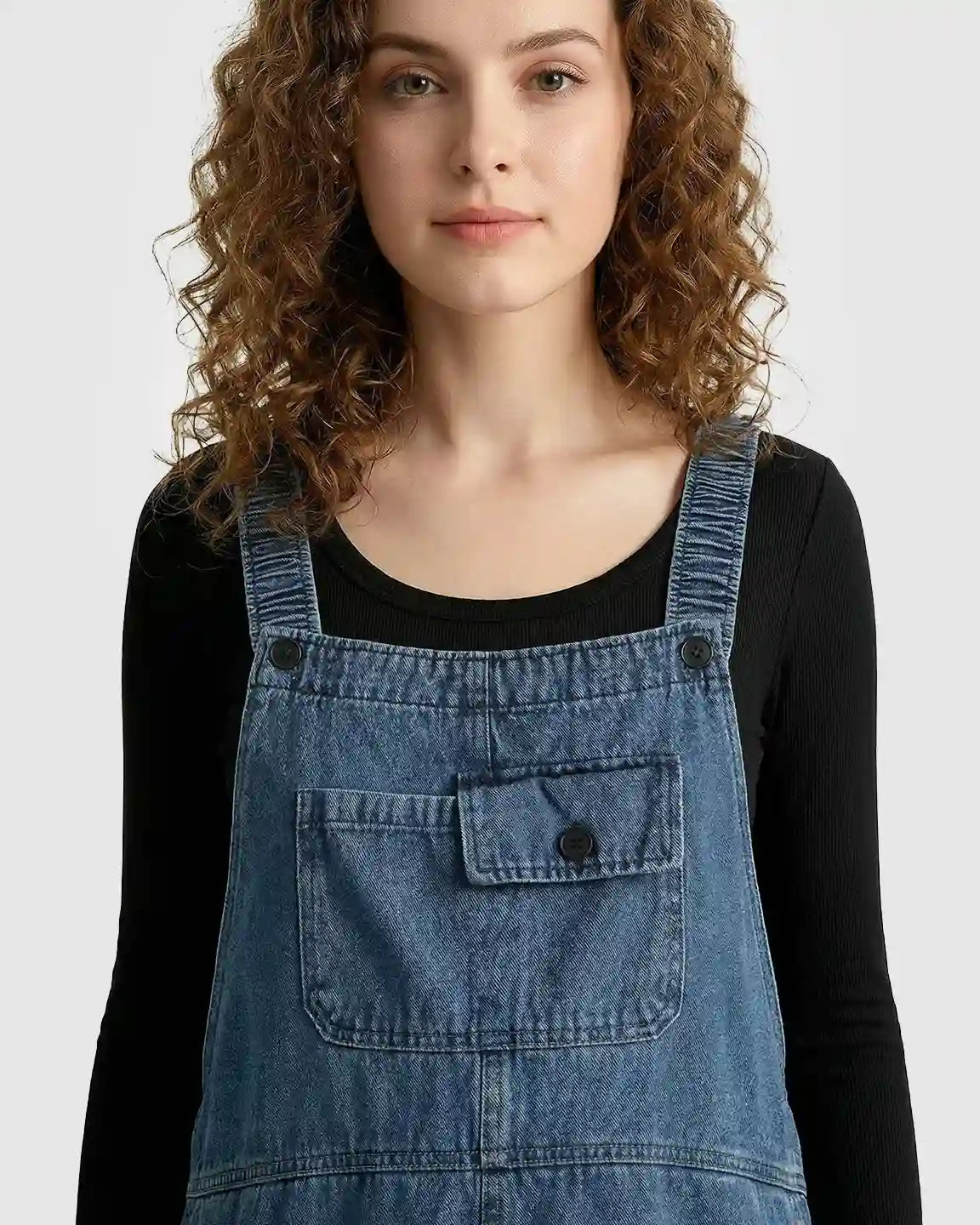 Loose-Fit Denim Maternity Overalls