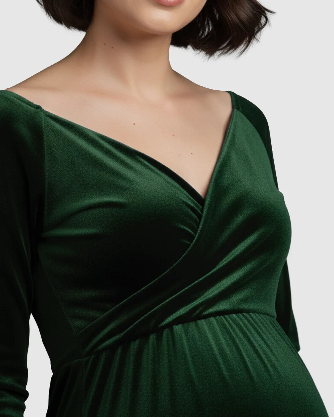 Off-Shoulder Velvet Maternity Gown
