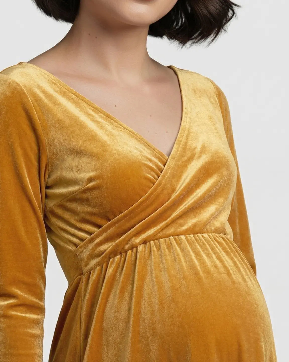 Off-Shoulder Velvet Maternity Gown
