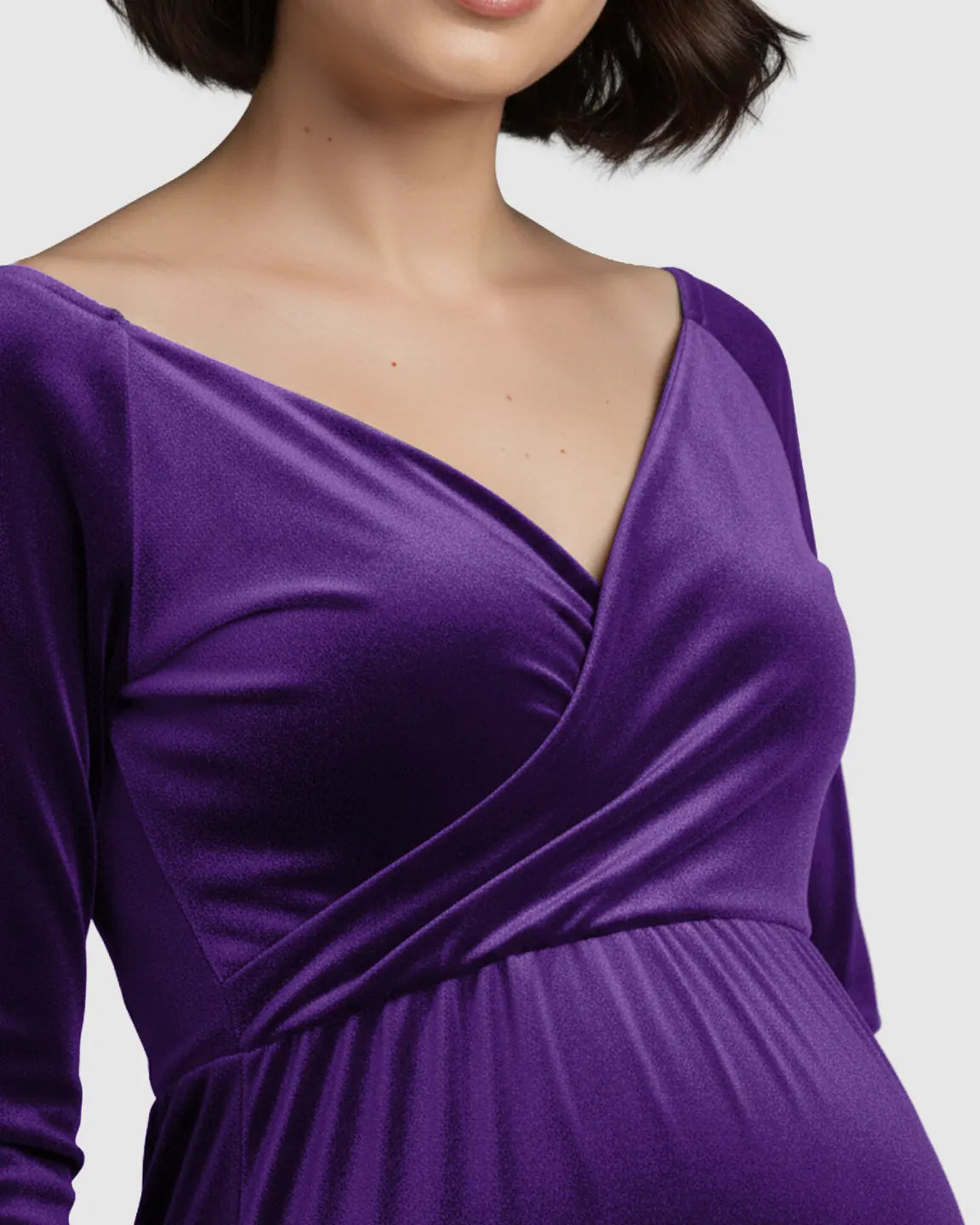Off-Shoulder Velvet Maternity Gown