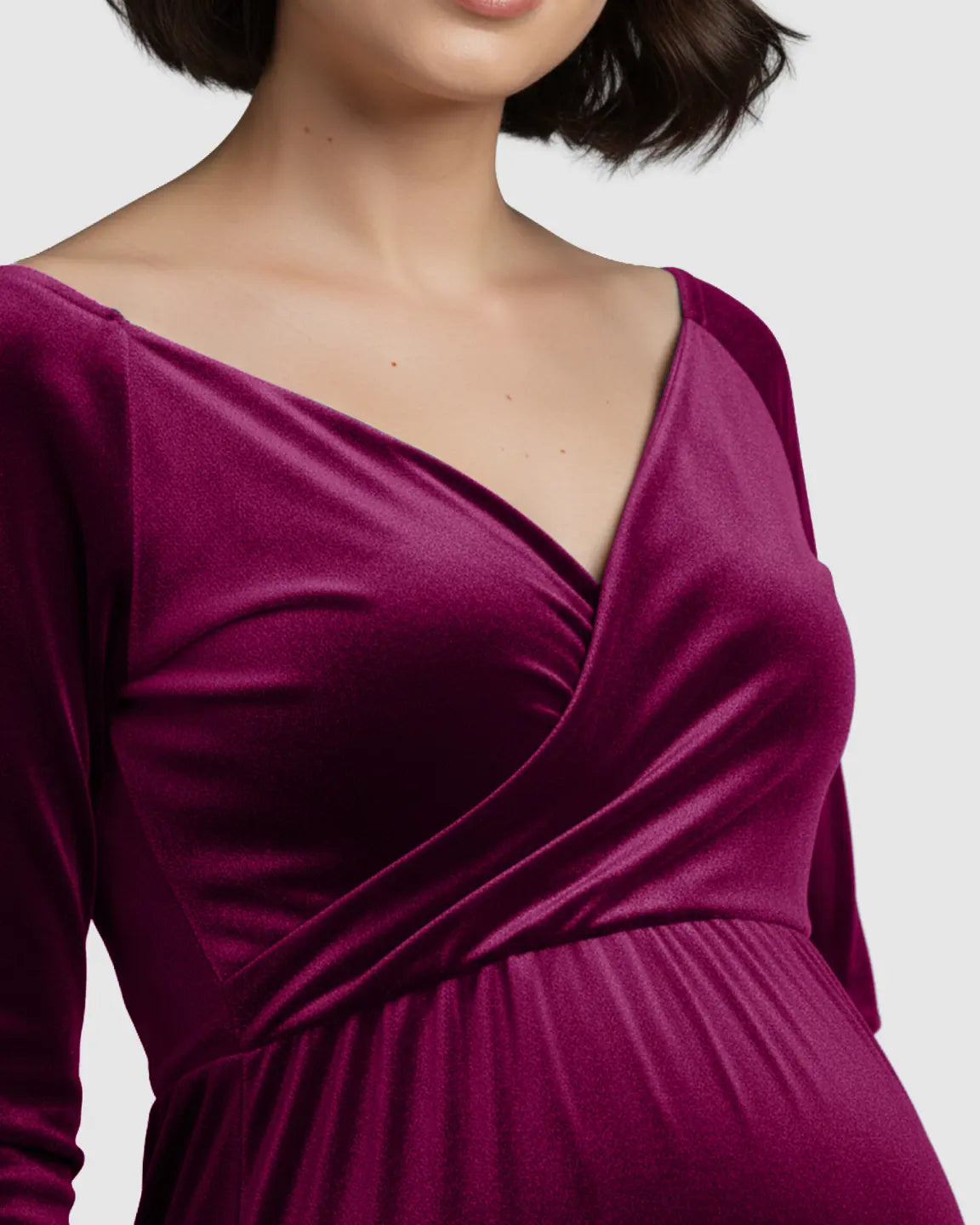 Off-Shoulder Velvet Maternity Gown